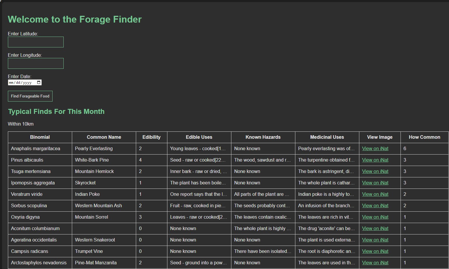 Foraging Guide App Preview